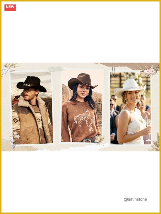 Faux Suede Cowboy Hat - Adjustable Teardrop Western Hat with Wired Brim